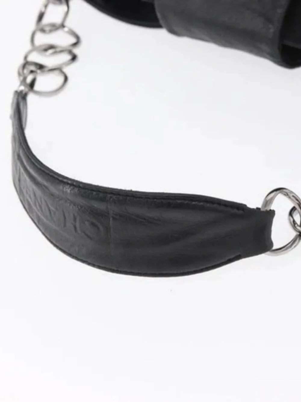 CHANEL Chain 2.55 Shoulder Bag Nylon Black Silver CC Auth 164361